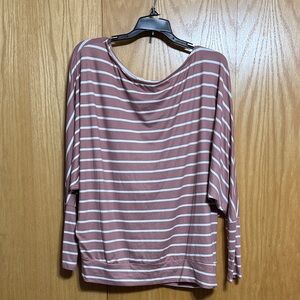 Reborn J Striped Long Sleeve Top in Mauve and White